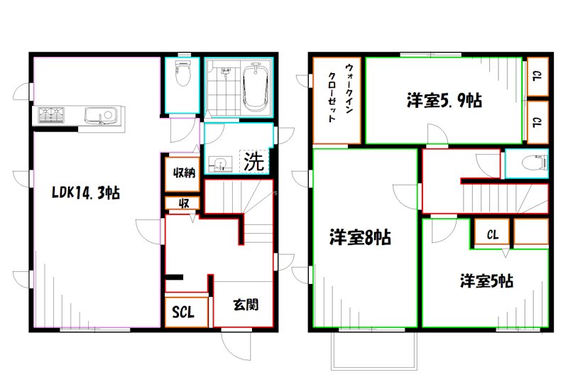 桜町2丁目戸建住宅     間取り