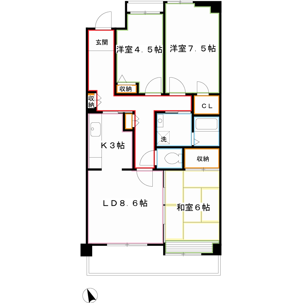 コーポレート小金井梶野通り　2号棟  間取り