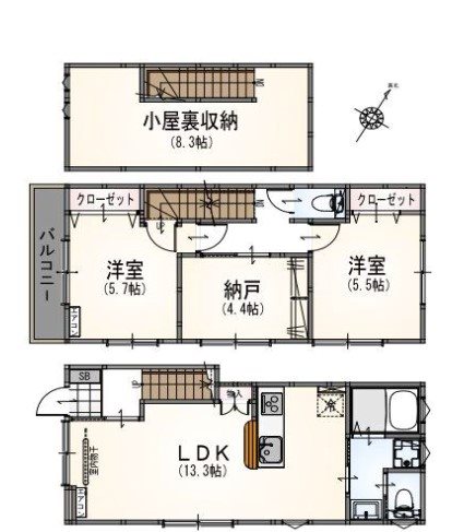 サンライズ国立Ⅱ  間取り