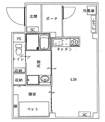 フラットイノカシラ  間取り