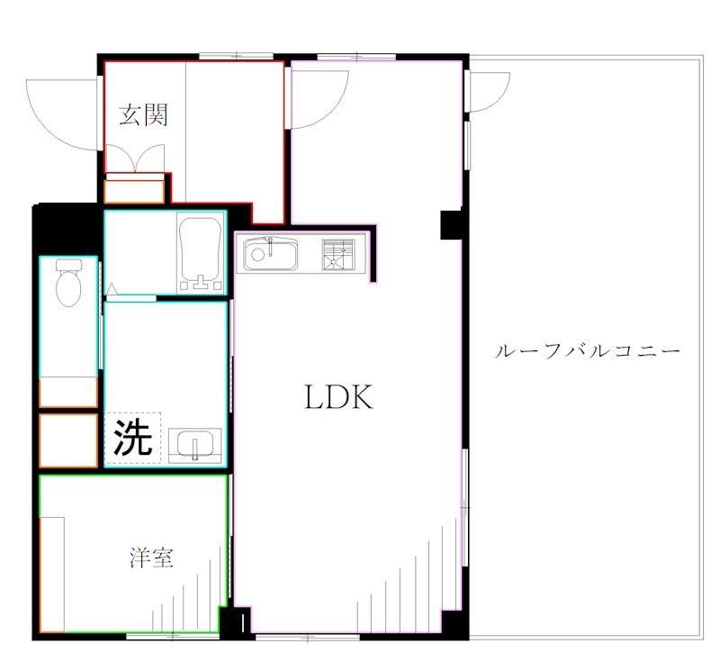 フラットイノカシラ 間取り