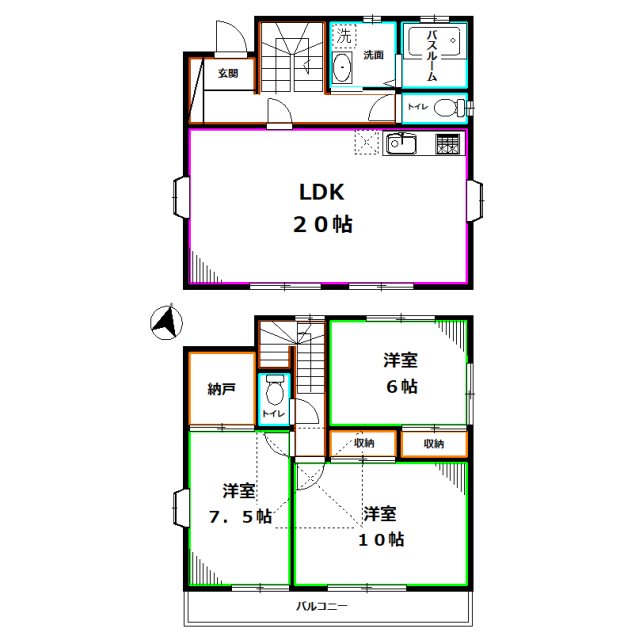 練馬区石神井台2丁目貸家 F棟 間取り
