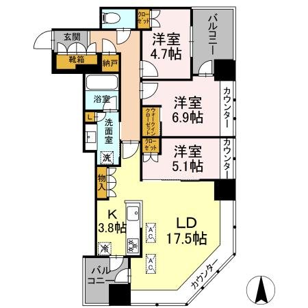 武蔵野タワーズスカイクロスタワー 間取り