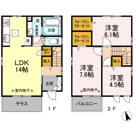 国立富士見台２丁目戸建　B棟 間取り