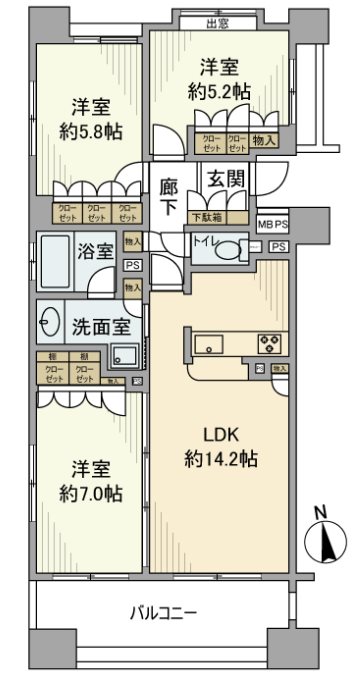 クリオ武蔵小金井駅前壱番館 間取り