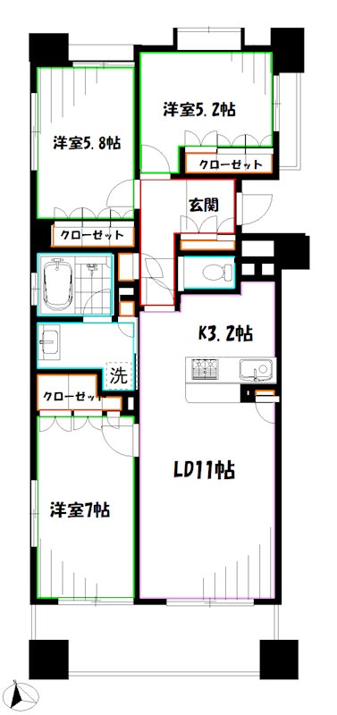クリオ武蔵小金井駅前壱番館 間取り