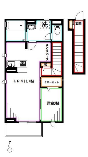 サン・ルミエール　B棟 間取り