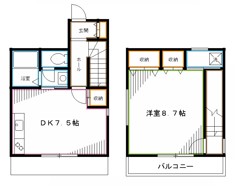 園部テラスハウス  間取り