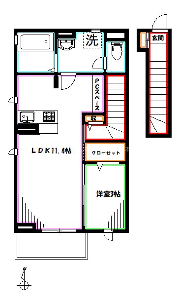 サン・ルミエールB 間取り