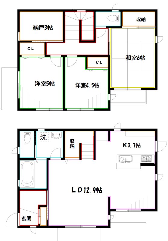 小金井市中町2-4戸建     間取り