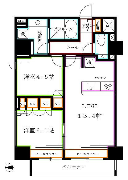 1304号室 間取り