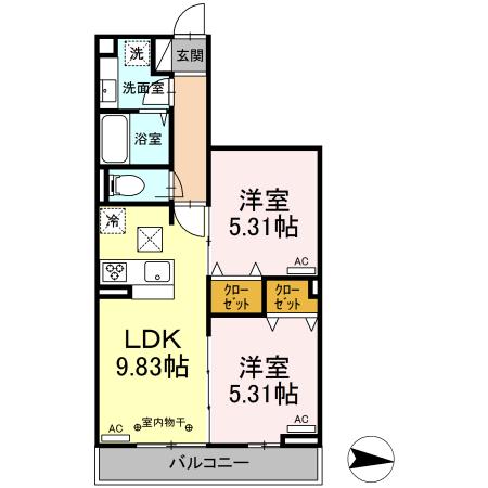 ヴィルソレイユ西荻Ⅰ・Ⅱ Ⅱ 間取り