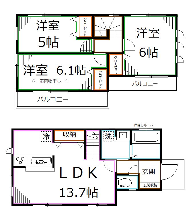 小川町1丁目戸建賃貸住宅    間取り