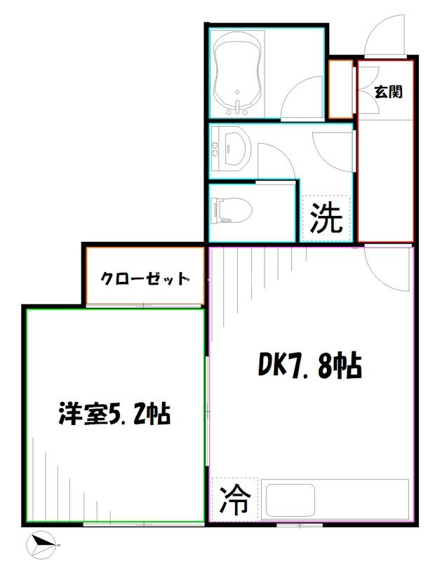 中町3丁目1DK 間取り