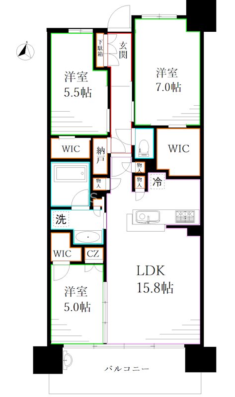 シティハウス小金井公園　Ｈ棟  間取り