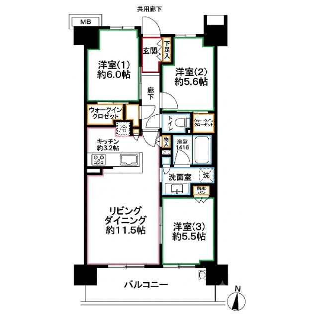 シティテラス小金井公園 B  間取り