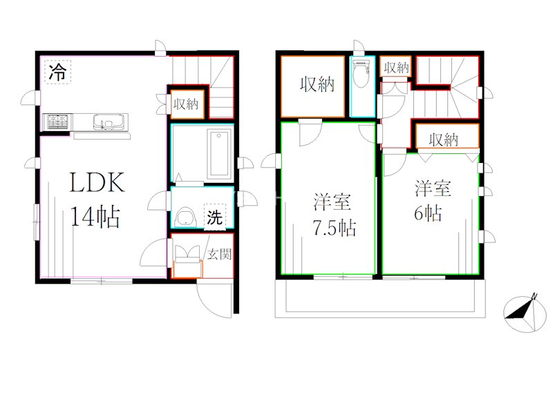 西久保３丁目貸家  間取り