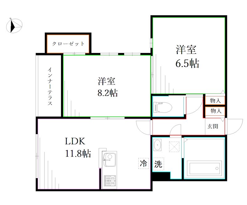 ＵＴＥＮＡ　ＴＥＲＲＡＣＥ　　A 間取り