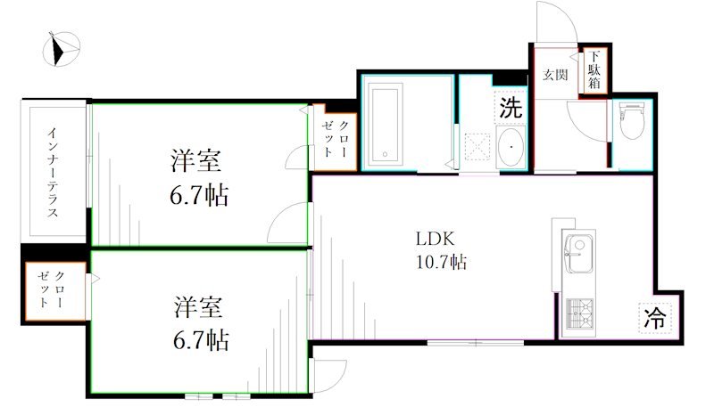 ＵＴＥＮＡ　ＴＥＲＲＡＣＥ　　A 間取り