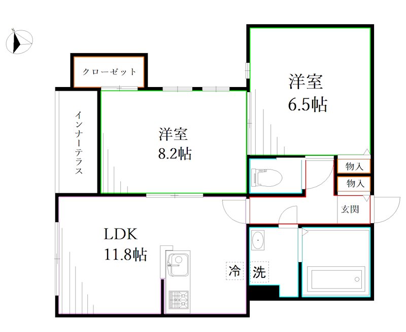 ＵＴＥＮＡ　ＴＥＲＲＡＣＥ　　A 間取り