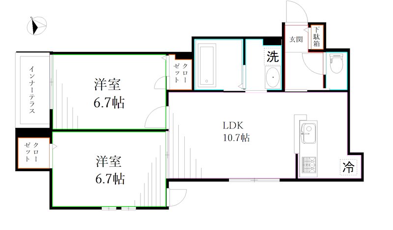 ＵＴＥＮＡ　ＴＥＲＲＡＣＥ　　A 間取り