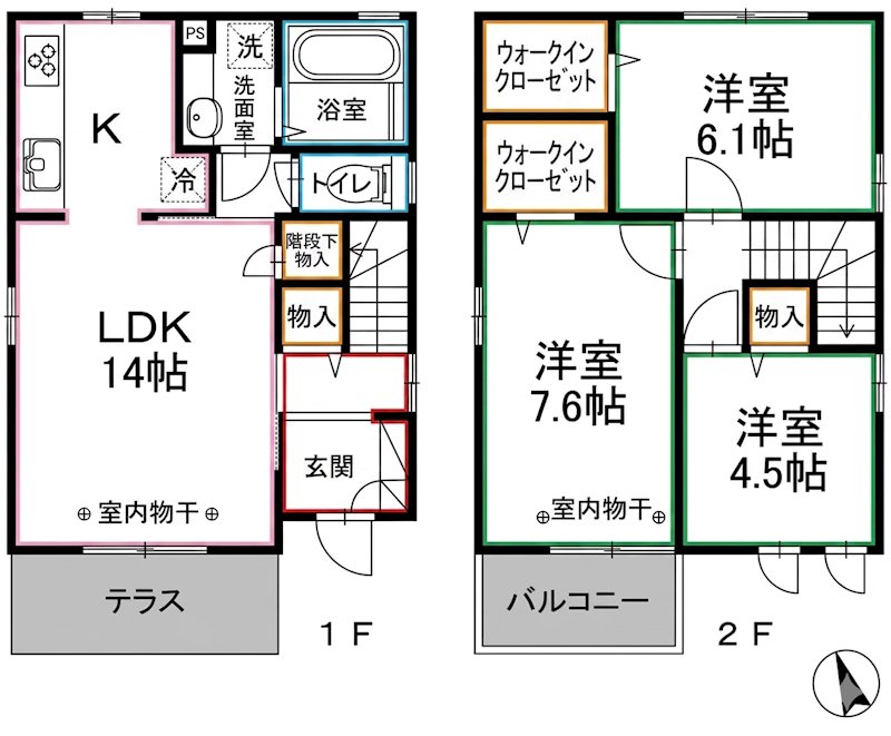 国立富士見台２丁目戸建　B棟 間取り図