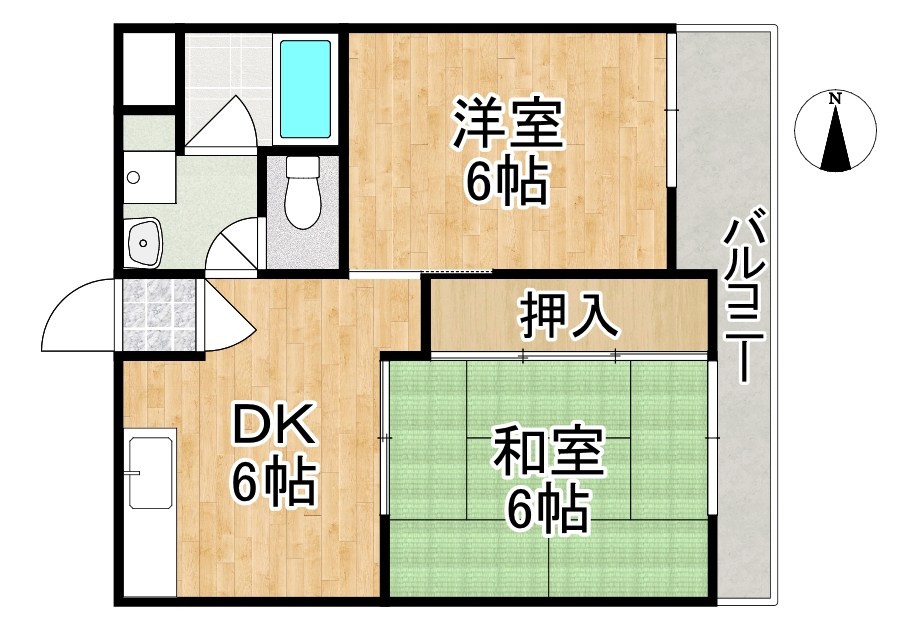 フリーデ北風呂 303号室 間取り