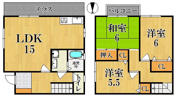 吉村テラスハウス B号室 間取り