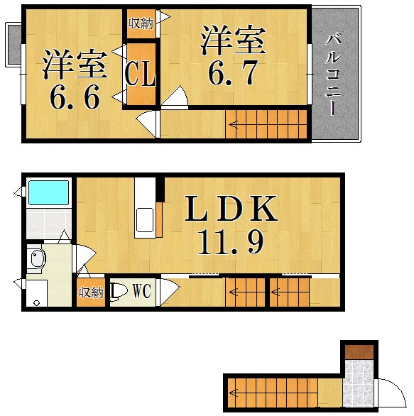 アベニュー　ウエストナイン　Ⅰ 間取り