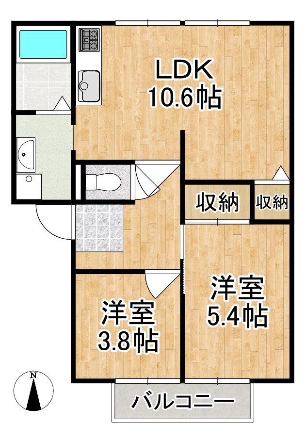 ブリーズ大安寺 A202号室 間取り