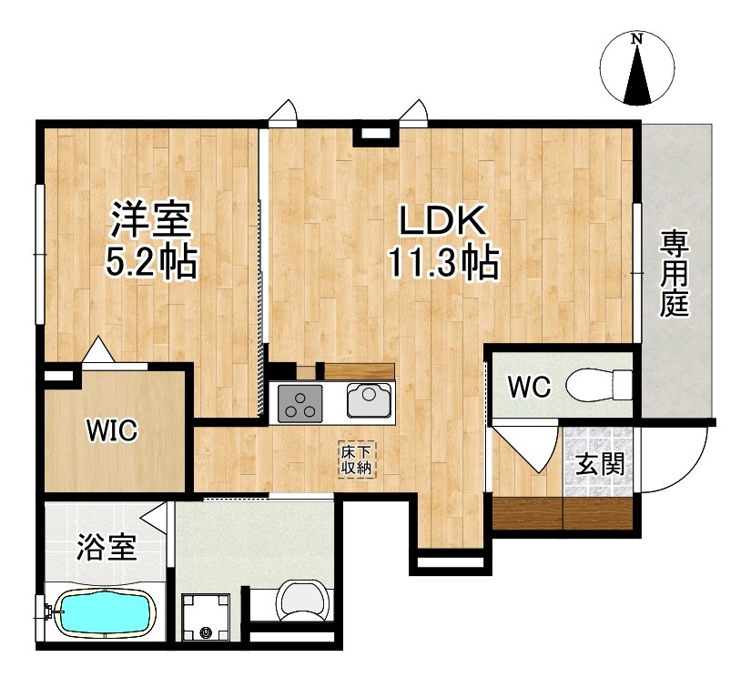 プラムコート大安寺　Ａ棟 103号室 間取り