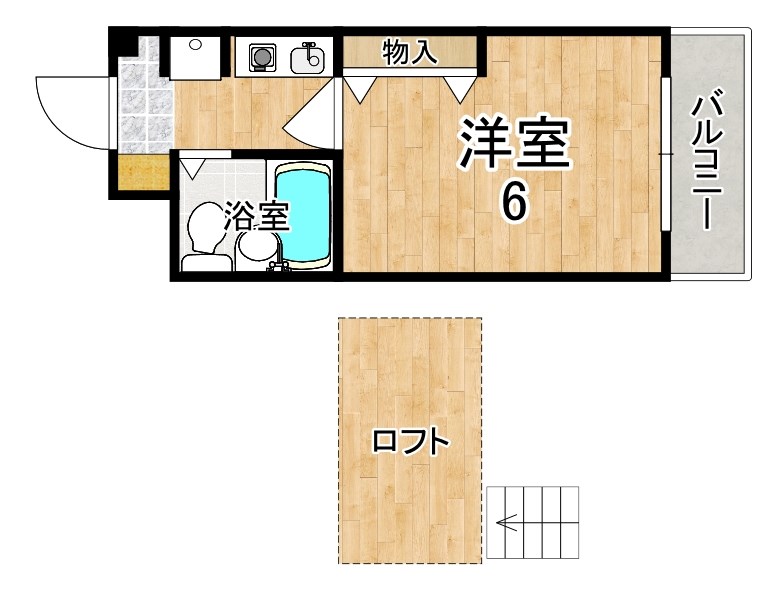 シティパレス佐保川P-6 302号室 間取り