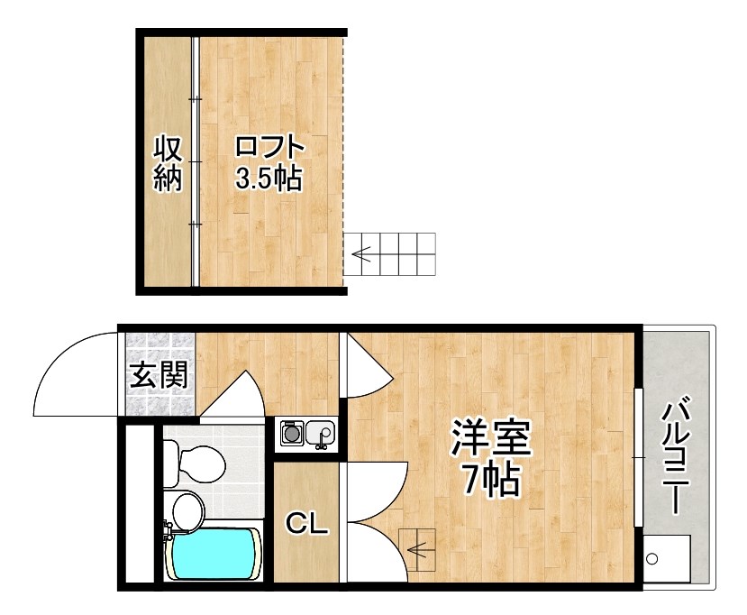 シティエステート南紀寺 113号室 間取り