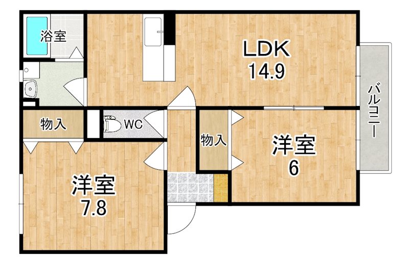 サテライト　ミーホＢ棟 102号室 間取り