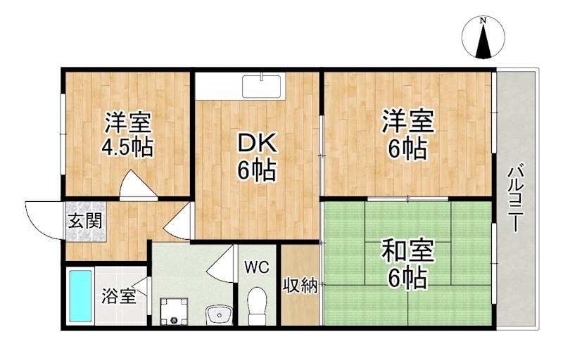エクレール大安寺 205号室 間取り