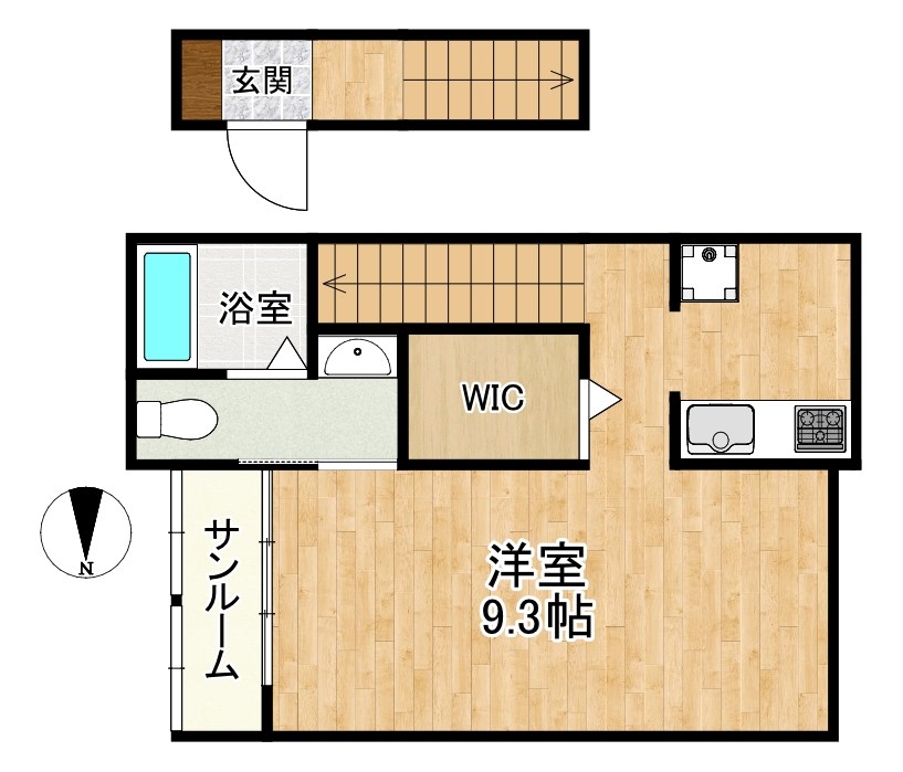 クレール 202号室 間取り