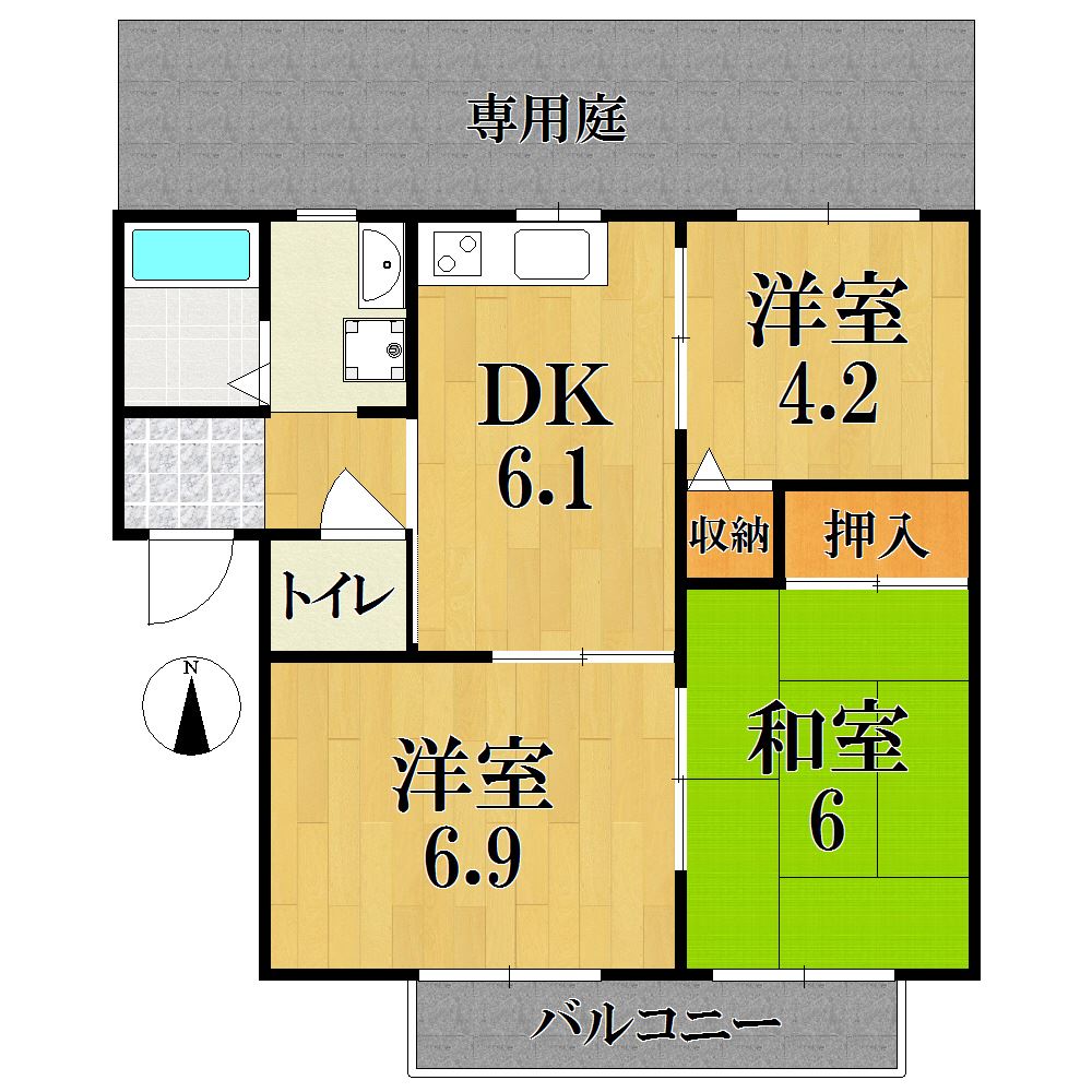 クレールコートＢ 102号室 間取り