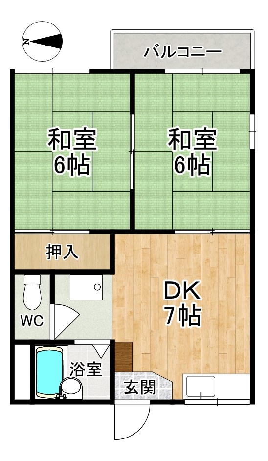 カシハラハイツ 201号室 間取り