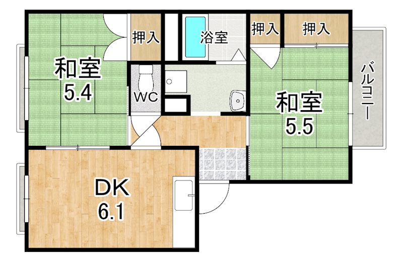 カーム大安寺 202号室 間取り