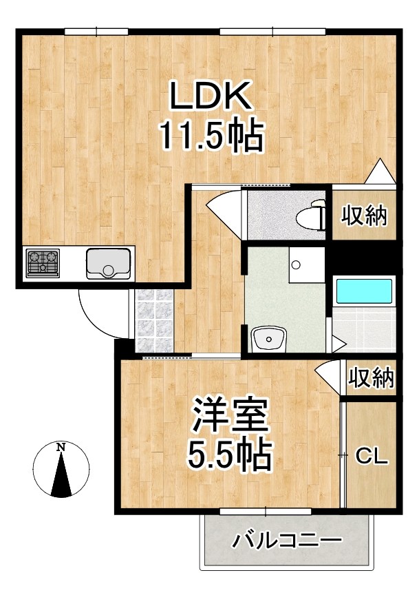 カーム大安寺 202号室 間取り