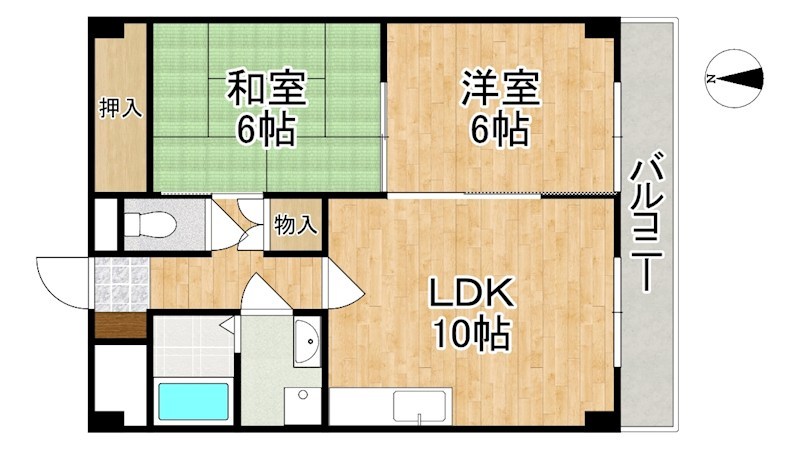 カーサ神殿 202号室 間取り
