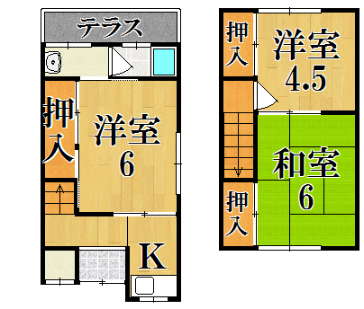 吹角貸家 中棟号室 間取り