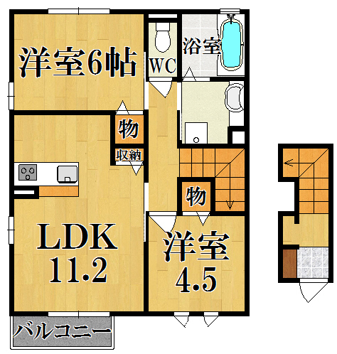 ｃａｌｍｅ　ｖｉｌｌａｇｅ　さいおんじ 201号室 間取り