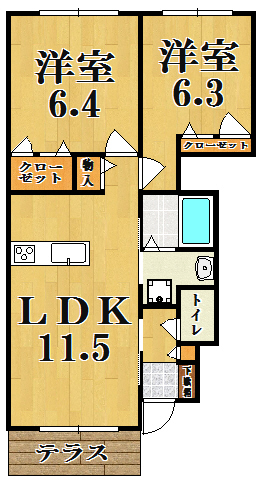 Ｓｅｒｅｎａ　Ｖｉｌｌａ　ＳＫ　Ⅱ 101号室 間取り