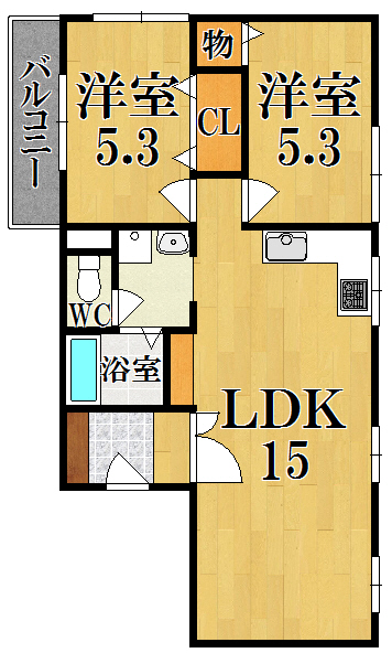 秋篠サンパレス２号棟 510号室 間取り