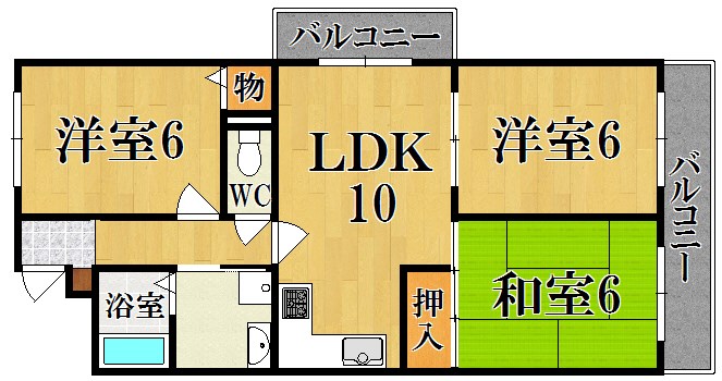 ロイヤルハイツ岡本 205号室 間取り