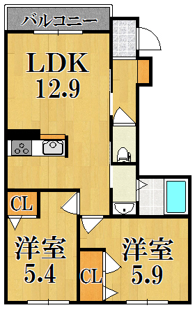 カサベルデ 102号室 間取り