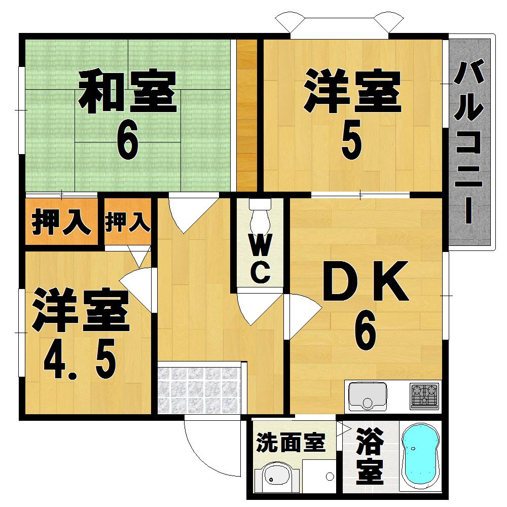 ウエストヒルズ秋篠Ｂ棟 201号室 間取り