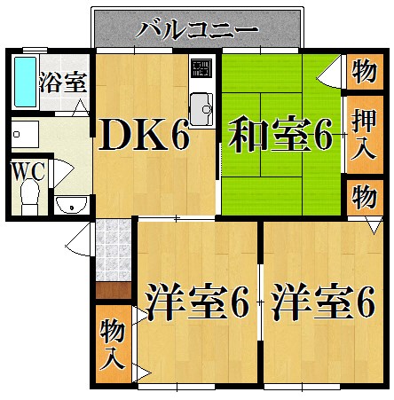 エクレール平城Ｄ棟 103号室 間取り