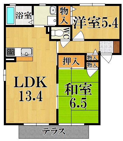 ルミエール平城Ｂ 201号室 間取り